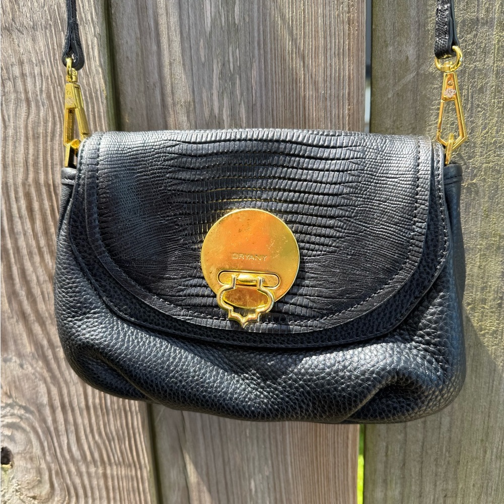 Small Black Leather Oryany Crossbody Bag